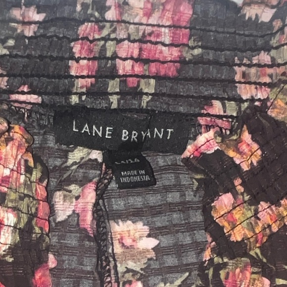 Lane Bryant Floral Shirt Lightweight Summer Top Ruffle Elastic Mock Neck Blouse - Picture 5 of 7